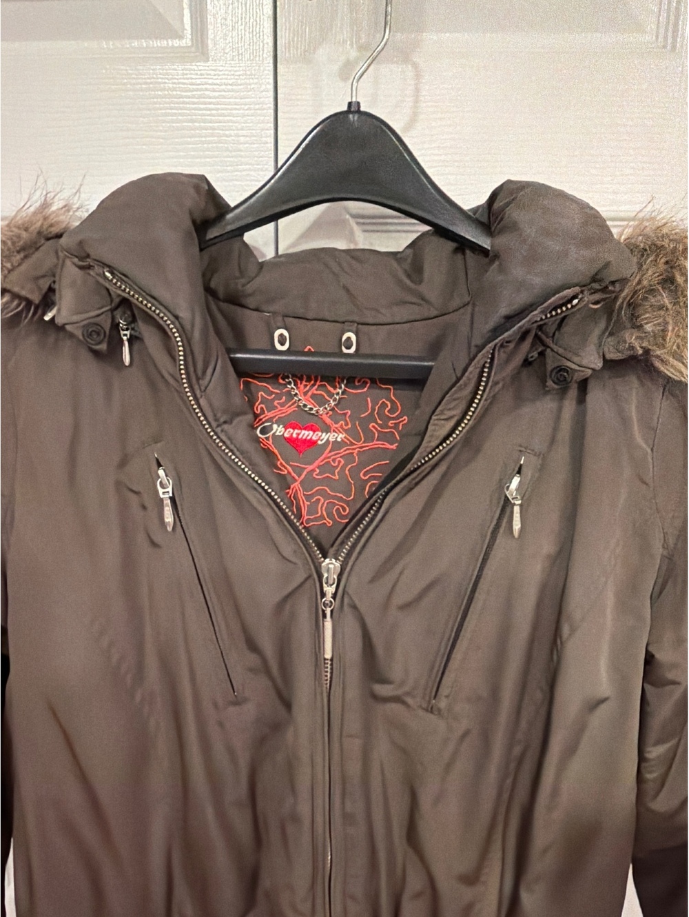Obermeyer Women's Insulated Ski Jacket Parka Faux-Fur Hood Olive Green Size 6/